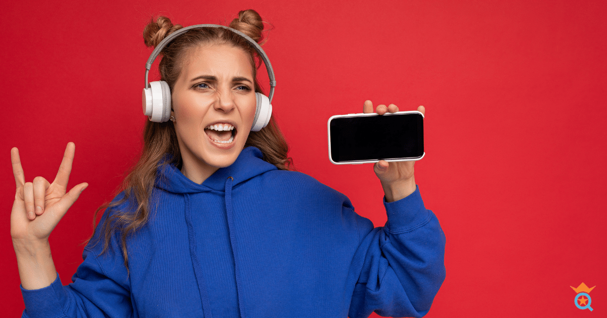 girl enjoying music in her headphone